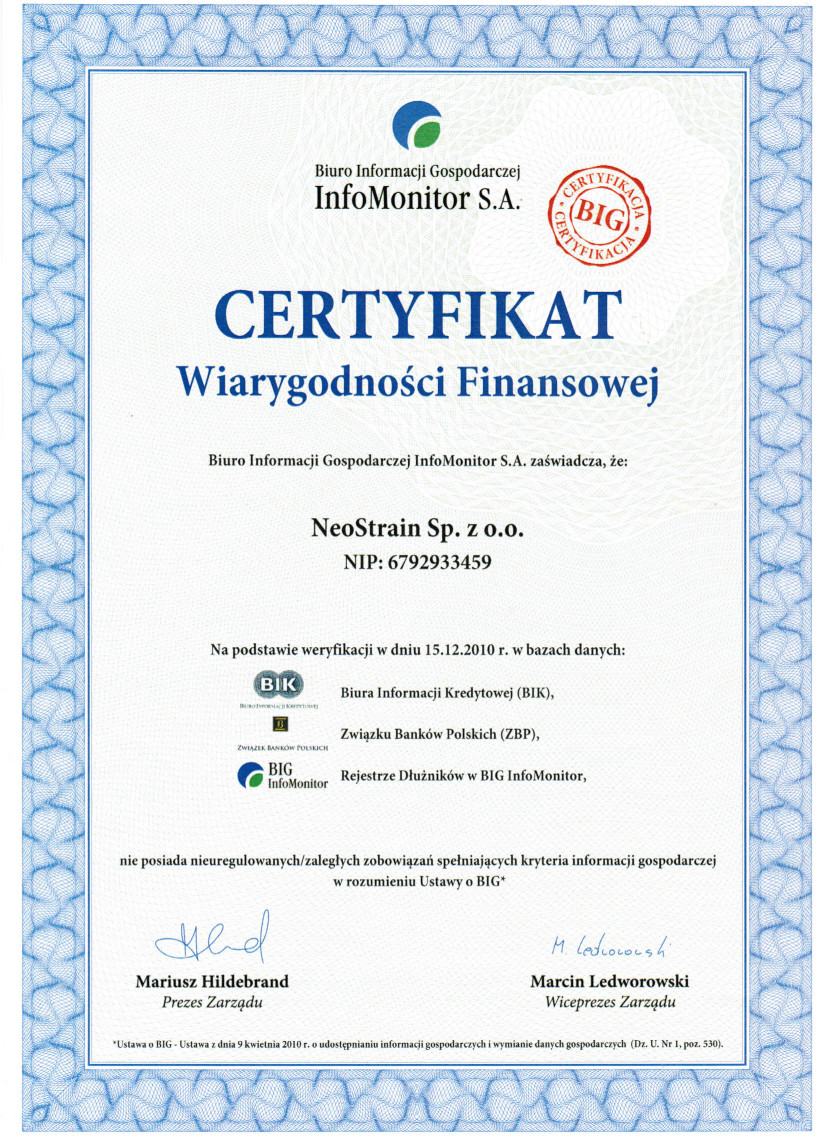 Certyfikat 10